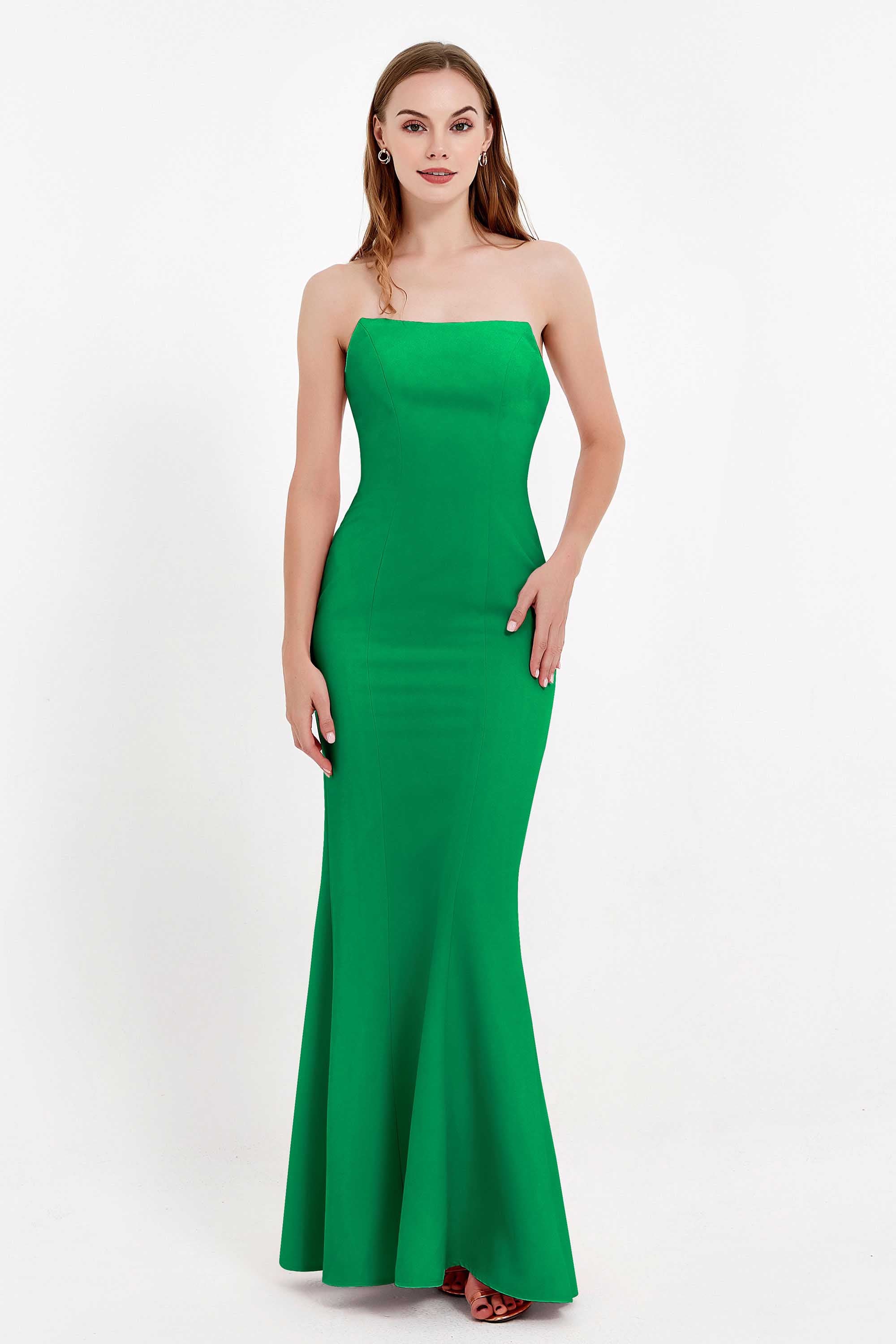 Mermaid Crepe Straight Across Formal Evening Dresses Long Prom Party Bridesmaid Dress Gowns