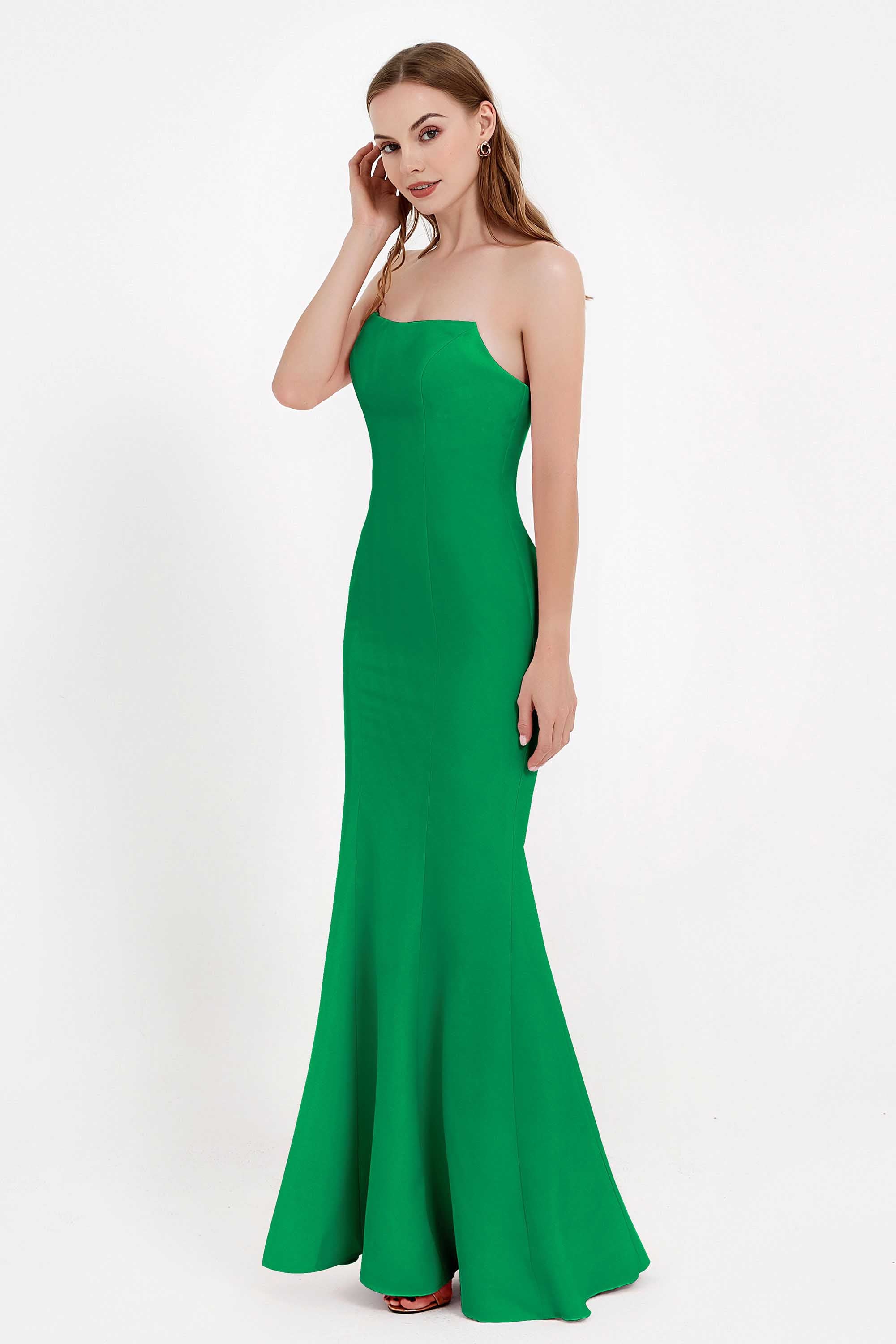 Mermaid Crepe Straight Across Formal Evening Dresses Long Prom Party Bridesmaid Dress Gowns
