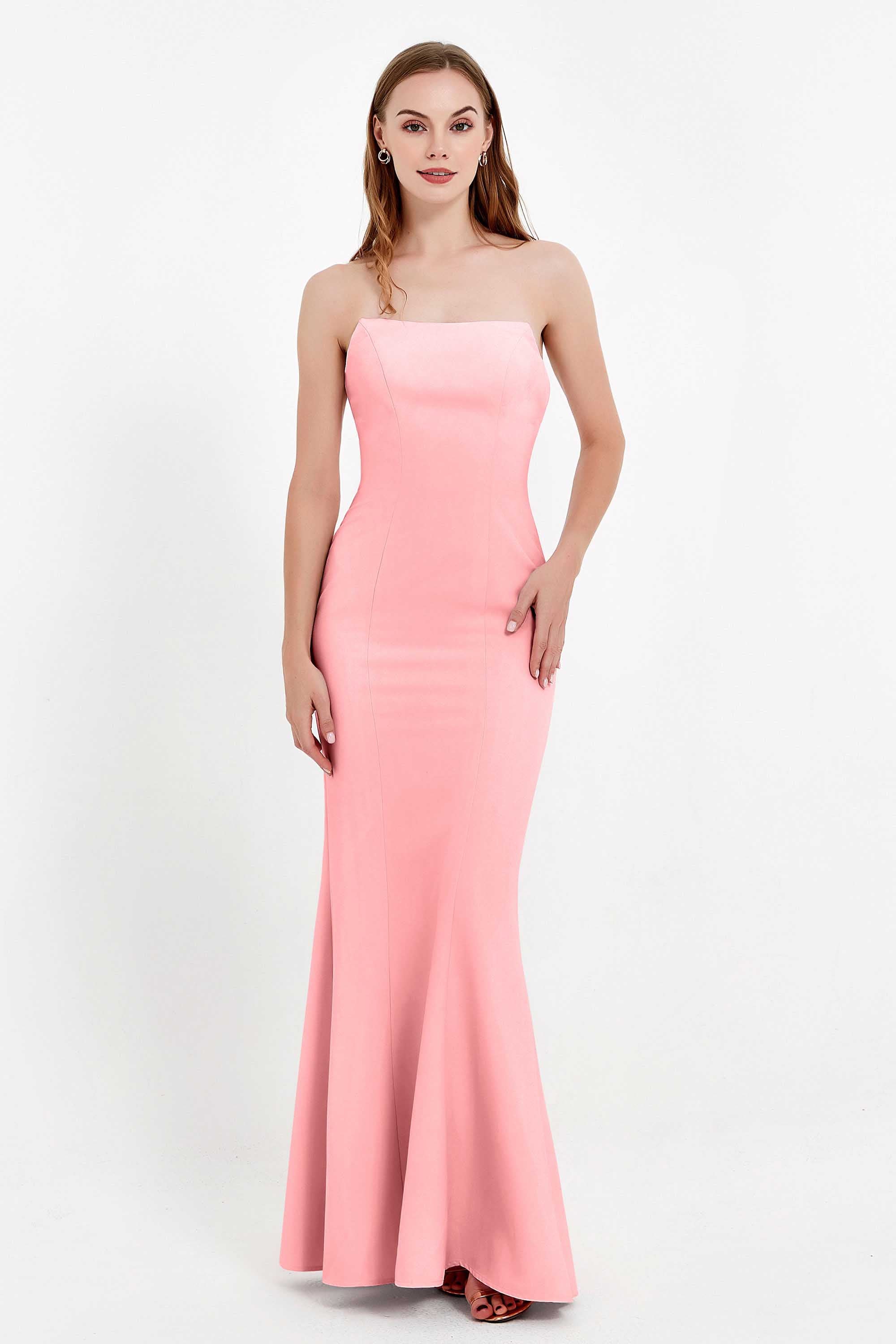 Mermaid Crepe Straight Across Formal Evening Dresses Long Prom Party Bridesmaid Dress Gowns