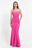 Mermaid Crepe Straight Across Formal Evening Dresses Long Prom Party Bridesmaid Dress Gowns