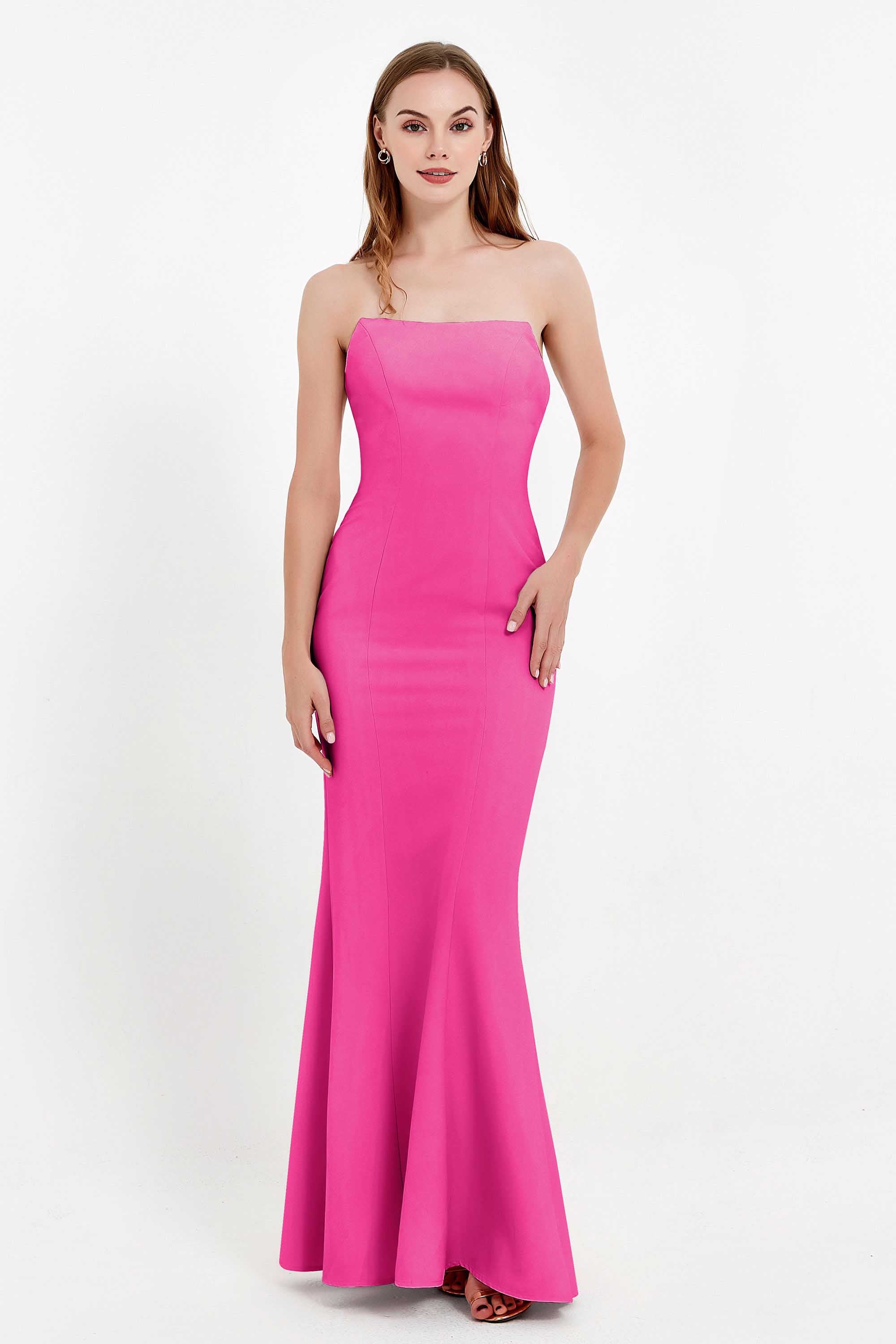 Mermaid Crepe Straight Across Formal Evening Dresses Long Prom Party Bridesmaid Dress Gowns