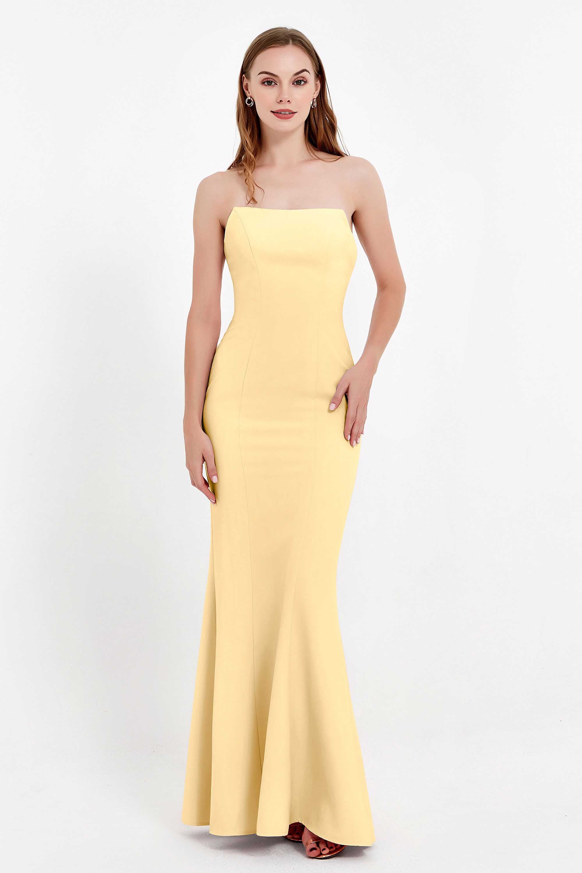 Mermaid Crepe Straight Across Formal Evening Dresses Long Prom Party Bridesmaid Dress Gowns