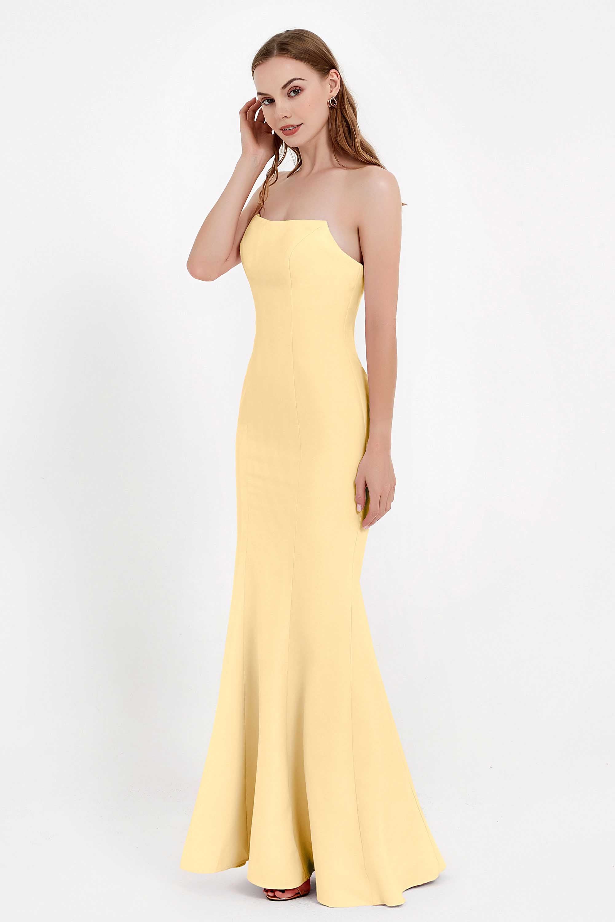 Mermaid Crepe Straight Across Formal Evening Dresses Long Prom Party Bridesmaid Dress Gowns