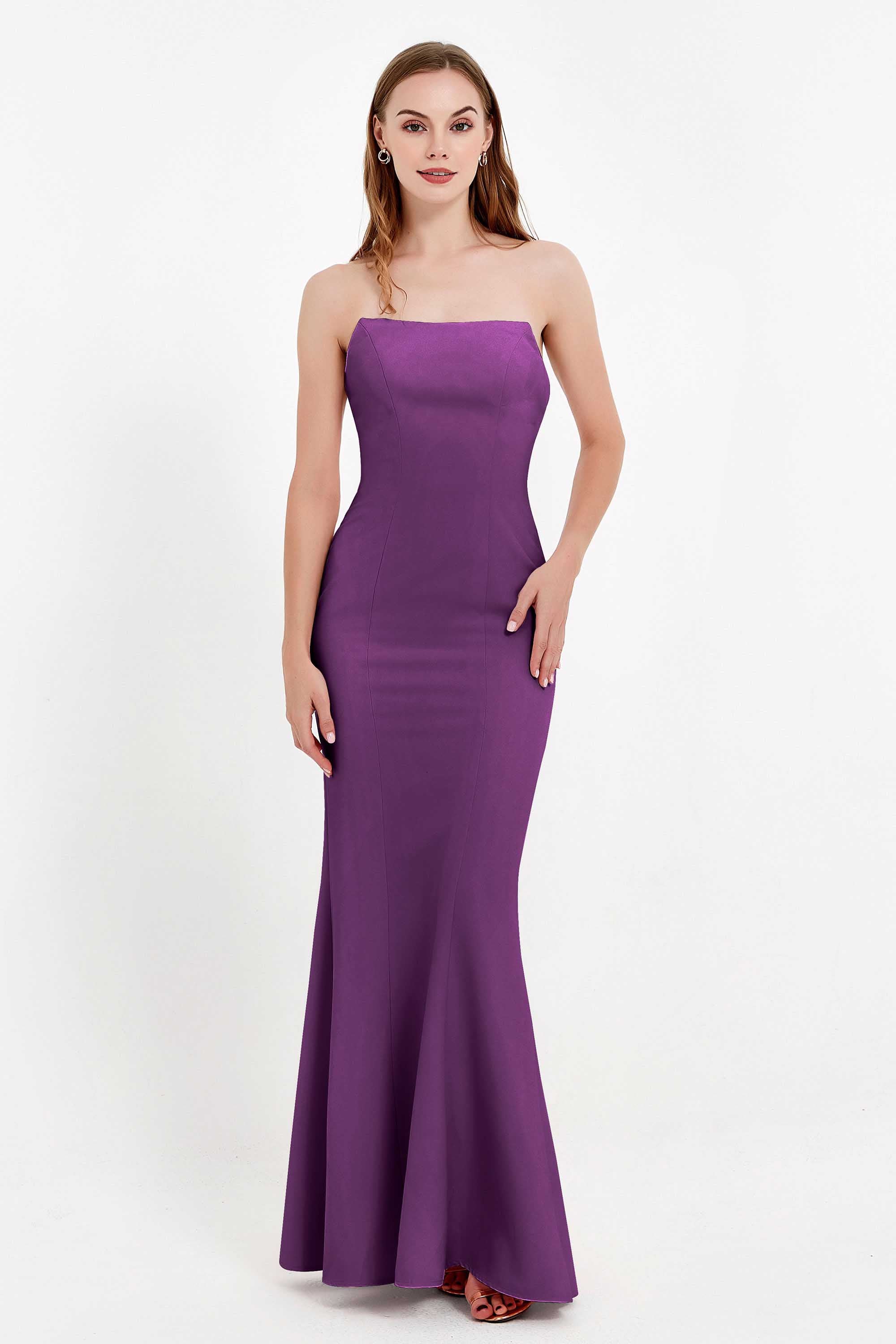 Mermaid Crepe Straight Across Formal Evening Dresses Long Prom Party Bridesmaid Dress Gowns