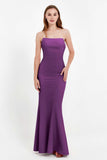 Mermaid Crepe Straight Across Formal Evening Dresses Long Prom Party Bridesmaid Dress Gowns