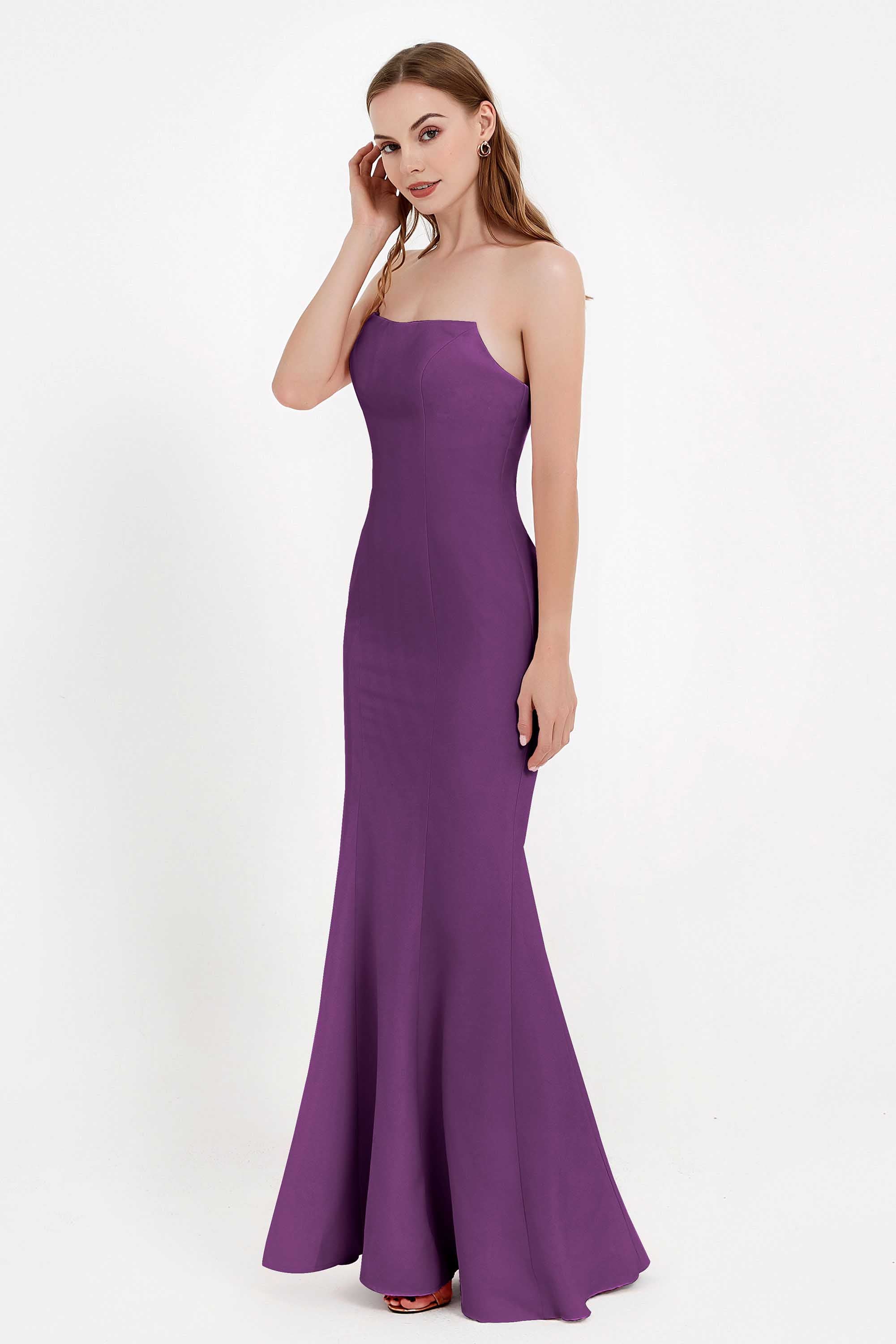 Mermaid Crepe Straight Across Formal Evening Dresses Long Prom Party Bridesmaid Dress Gowns