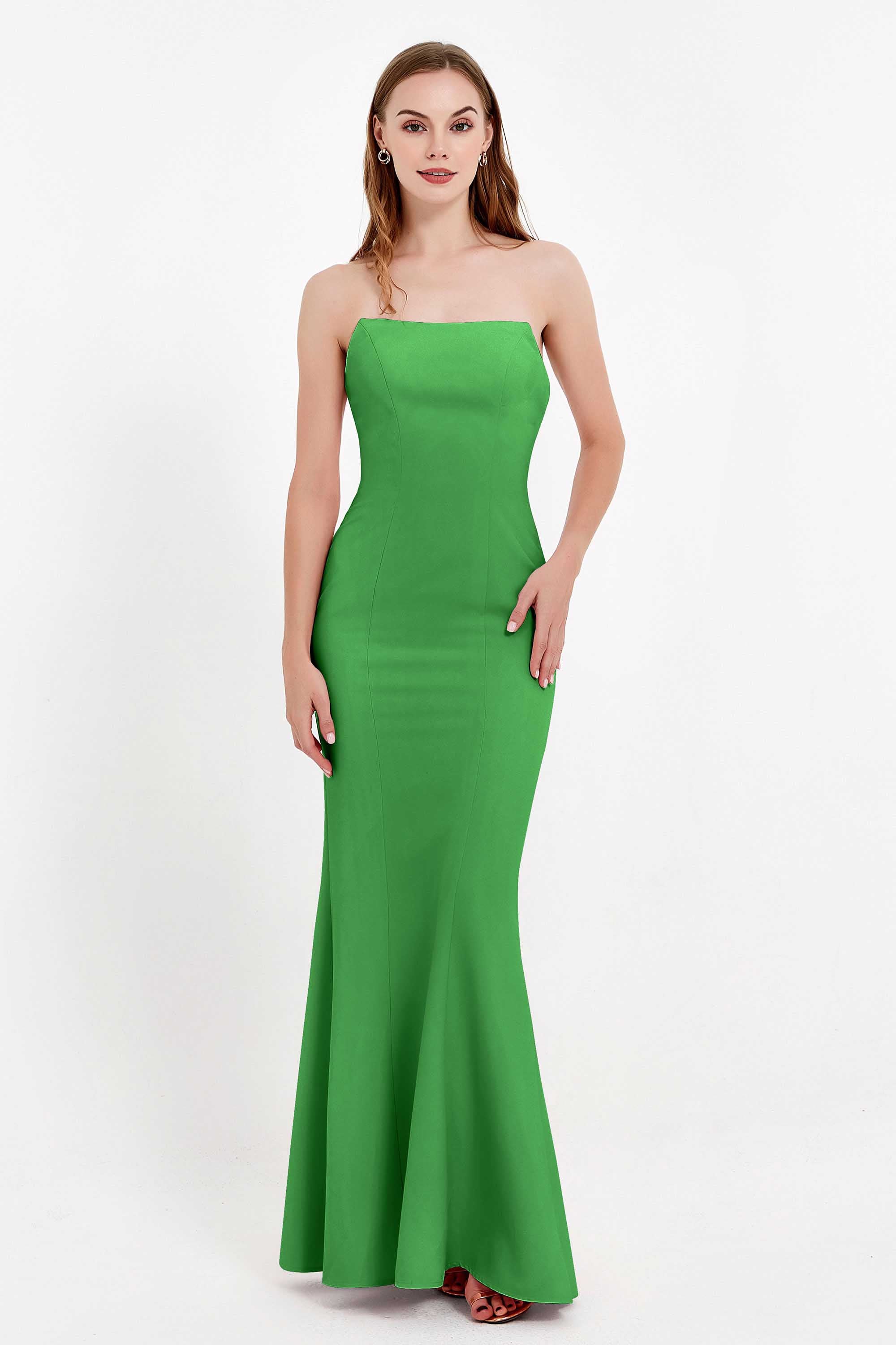 Mermaid Crepe Straight Across Formal Evening Dresses Long Prom Party Bridesmaid Dress Gowns