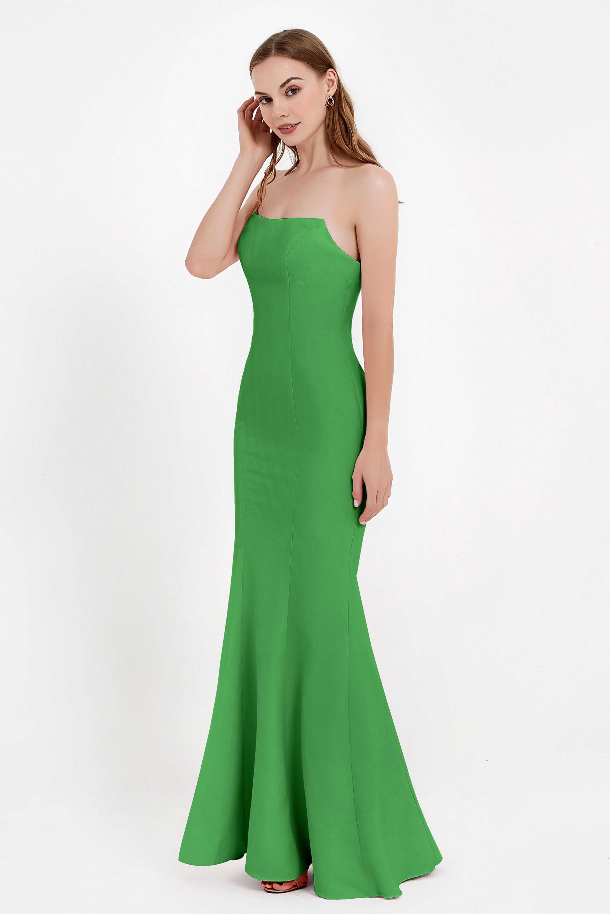Mermaid Crepe Straight Across Formal Evening Dresses Long Prom Party Bridesmaid Dress Gowns
