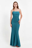 Mermaid Crepe Straight Across Formal Evening Dresses Long Prom Party Bridesmaid Dress Gowns