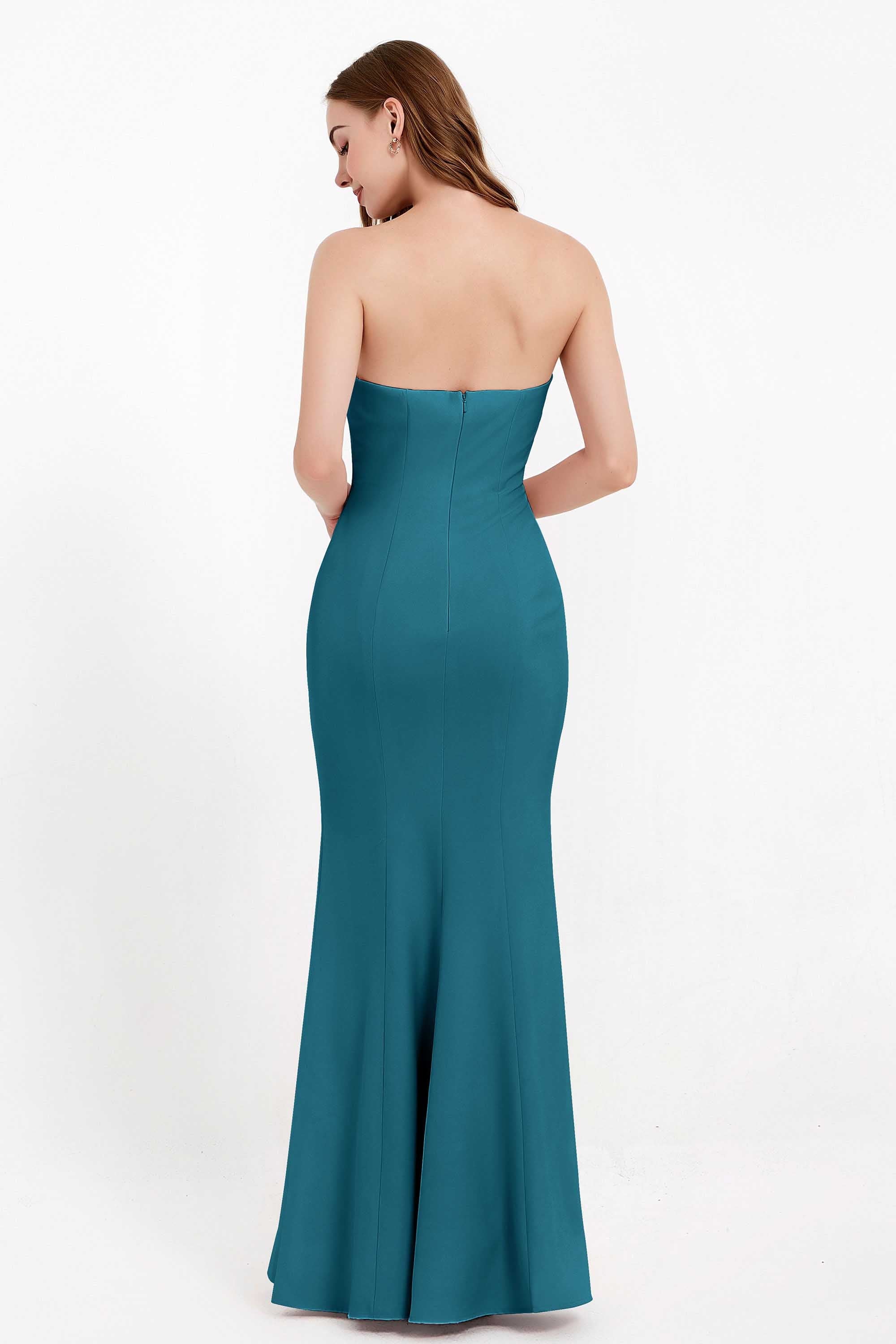 Mermaid Crepe Straight Across Formal Evening Dresses Long Prom Party Bridesmaid Dress Gowns