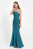 Mermaid Crepe Straight Across Formal Evening Dresses Long Prom Party Bridesmaid Dress Gowns
