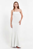 Mermaid Crepe Straight Across Formal Evening Dresses Long Prom Party Bridesmaid Dress Gowns