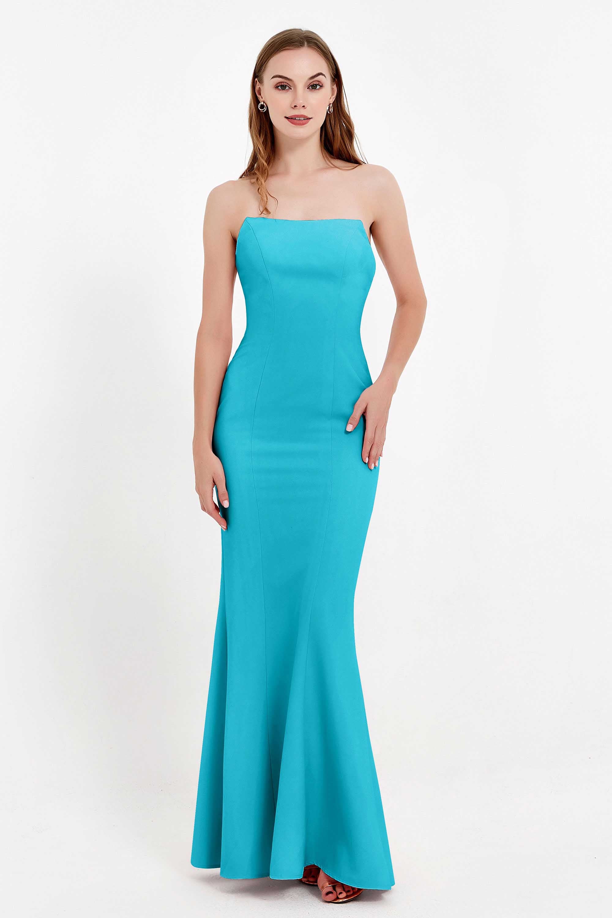 Mermaid Crepe Straight Across Formal Evening Dresses Long Prom Party Bridesmaid Dress Gowns