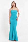 Mermaid Crepe Straight Across Formal Evening Dresses Long Prom Party Bridesmaid Dress Gowns