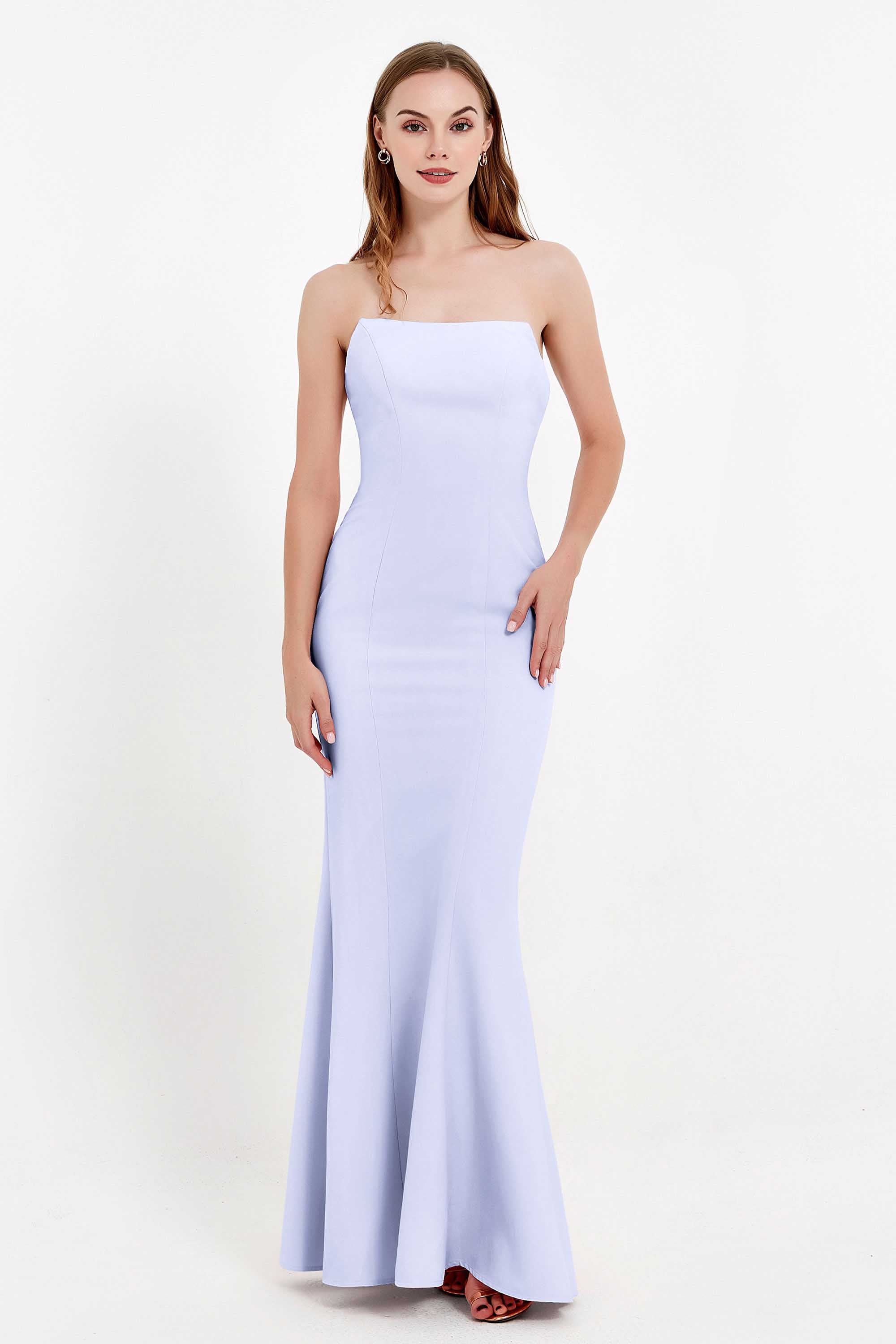 Mermaid Crepe Straight Across Formal Evening Dresses Long Prom Party Bridesmaid Dress Gowns