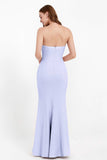Mermaid Crepe Straight Across Formal Evening Dresses Long Prom Party Bridesmaid Dress Gowns