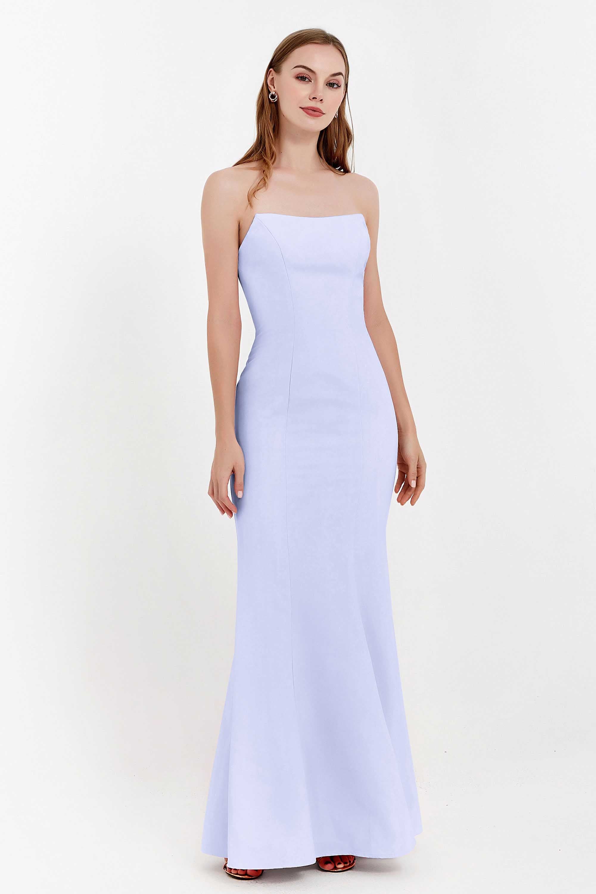 Mermaid Crepe Straight Across Formal Evening Dresses Long Prom Party Bridesmaid Dress Gowns