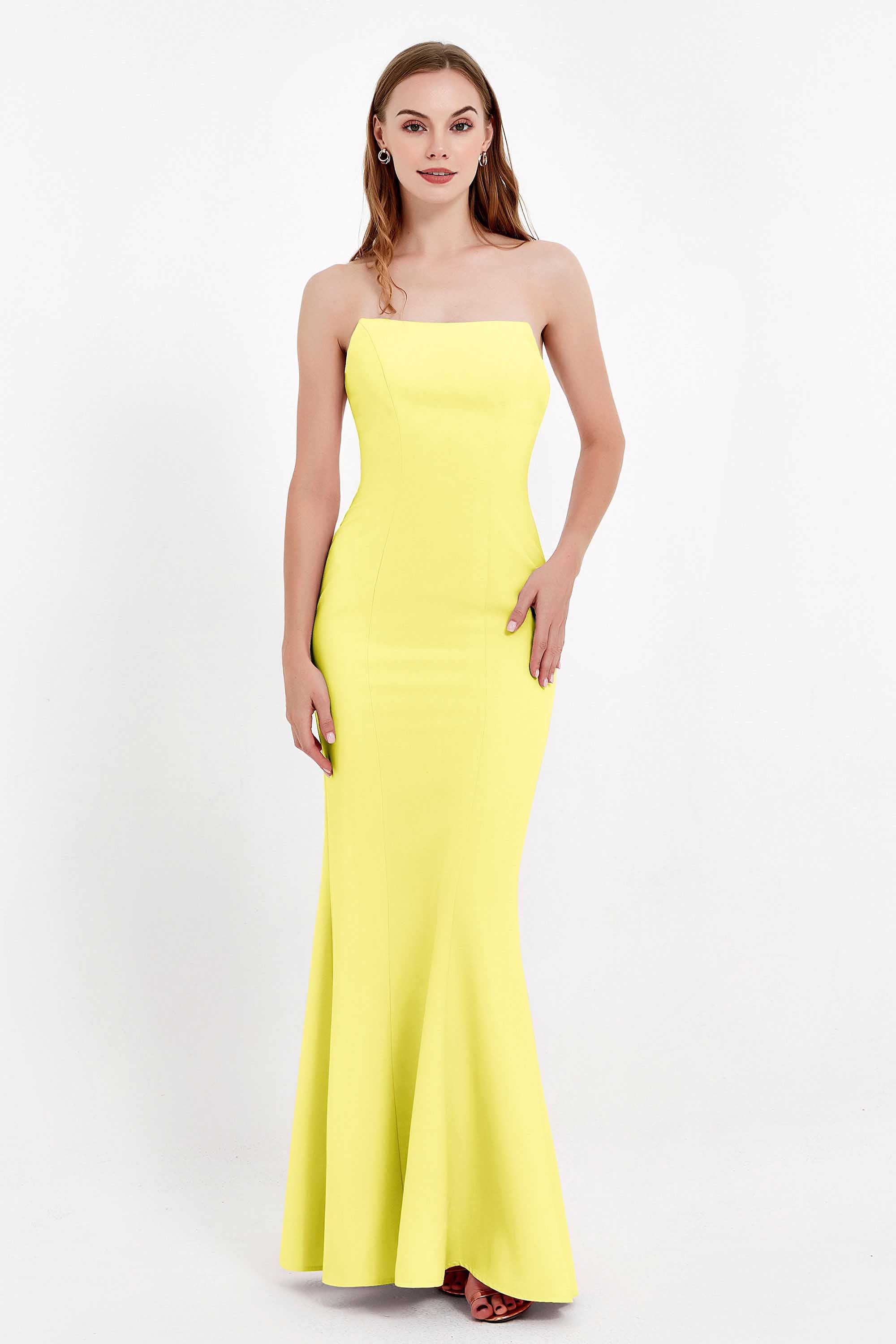 Mermaid Crepe Straight Across Formal Evening Dresses Long Prom Party Bridesmaid Dress Gowns