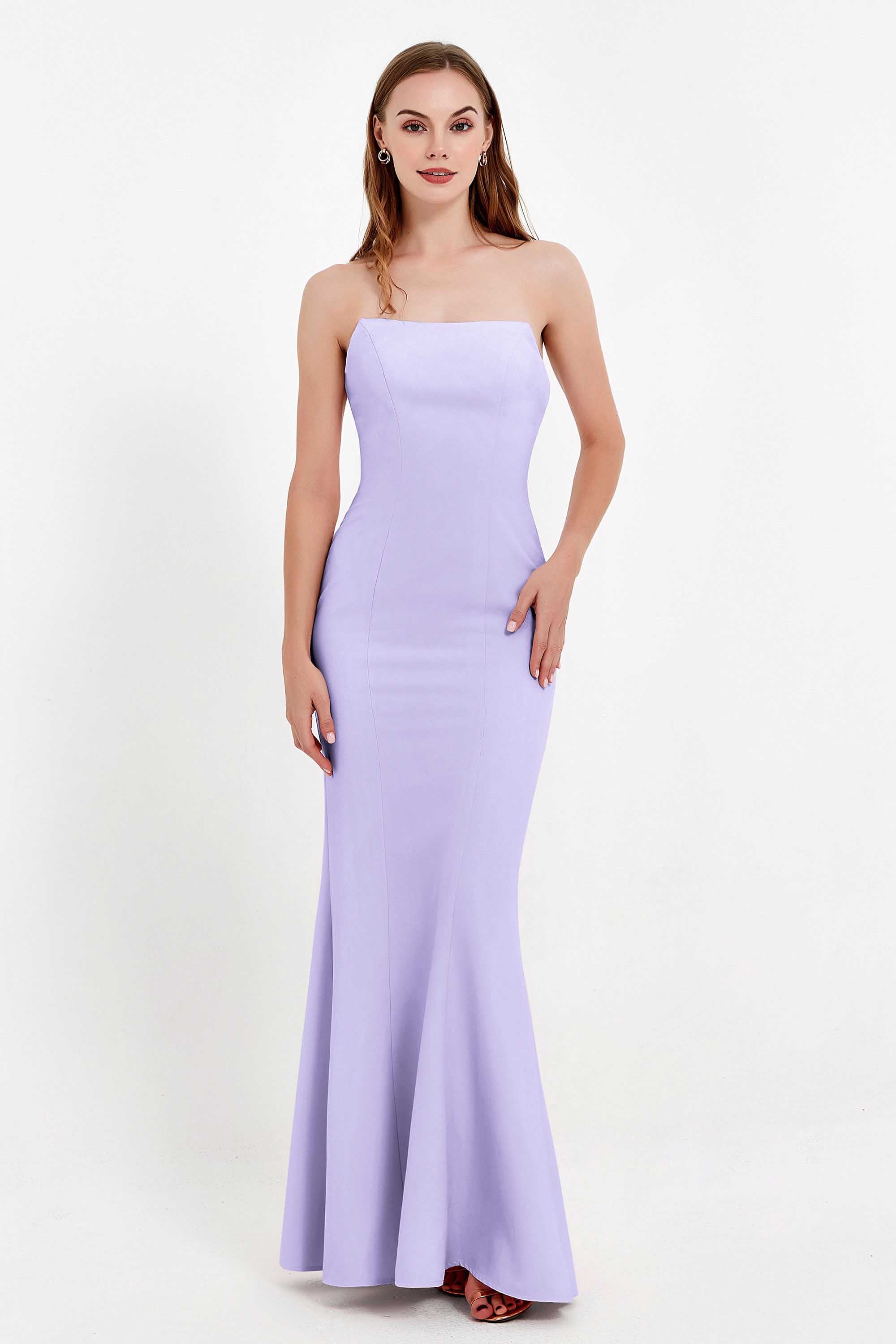 Mermaid Crepe Straight Across Formal Evening Dresses Long Prom Party Bridesmaid Dress Gowns