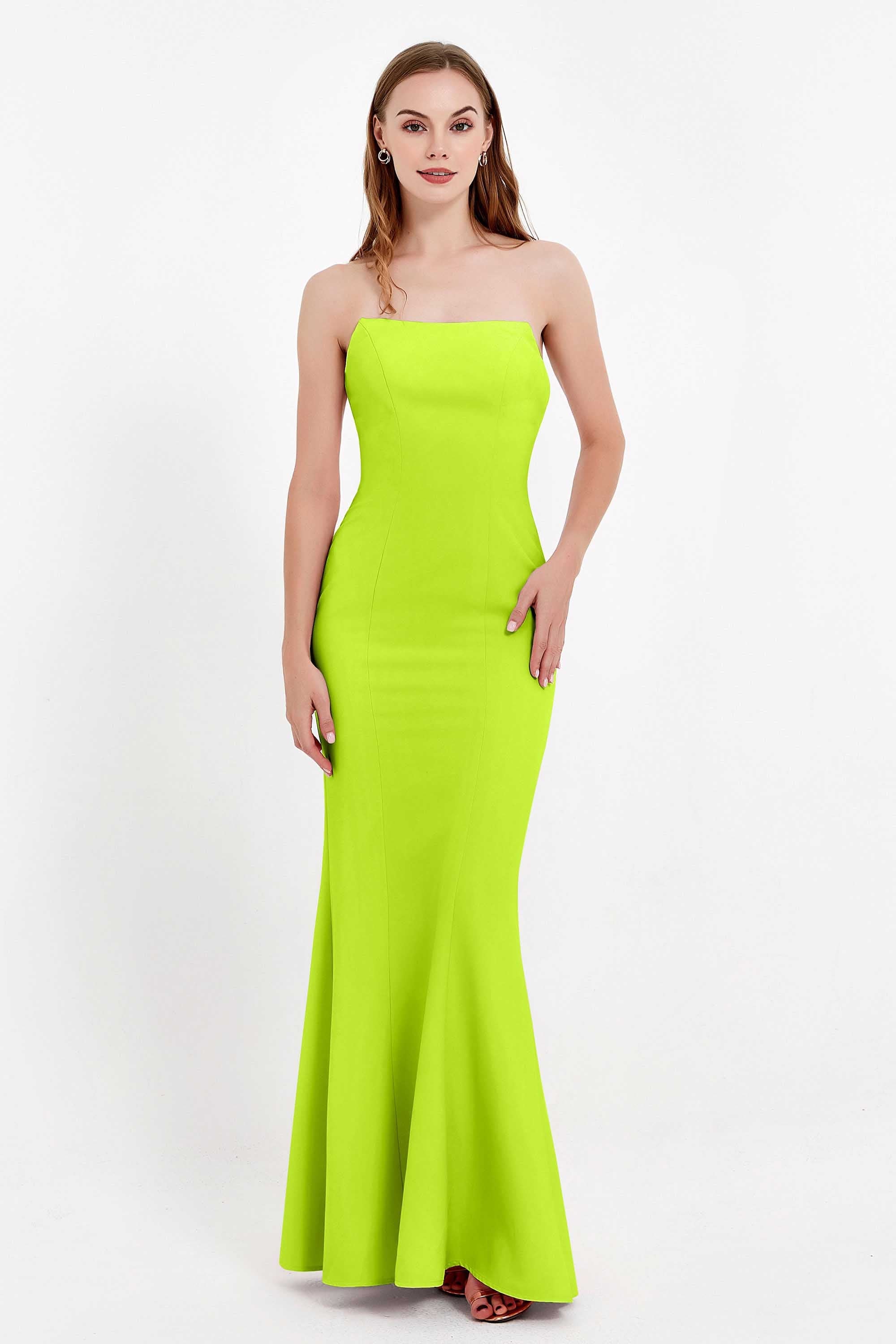 Mermaid Crepe Straight Across Formal Evening Dresses Long Prom Party Bridesmaid Dress Gowns