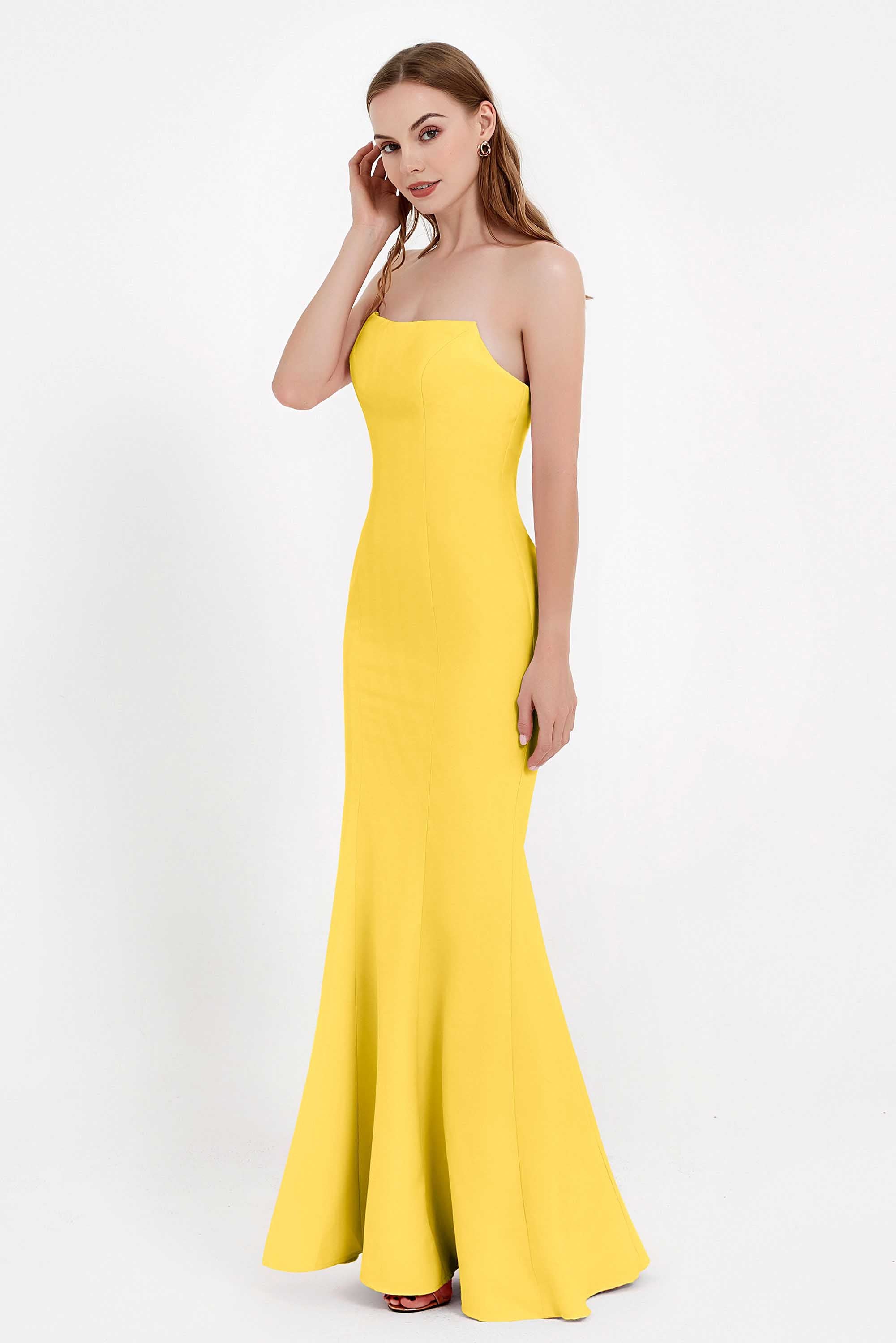 Mermaid Crepe Straight Across Formal Evening Dresses Long Prom Party Bridesmaid Dress Gowns