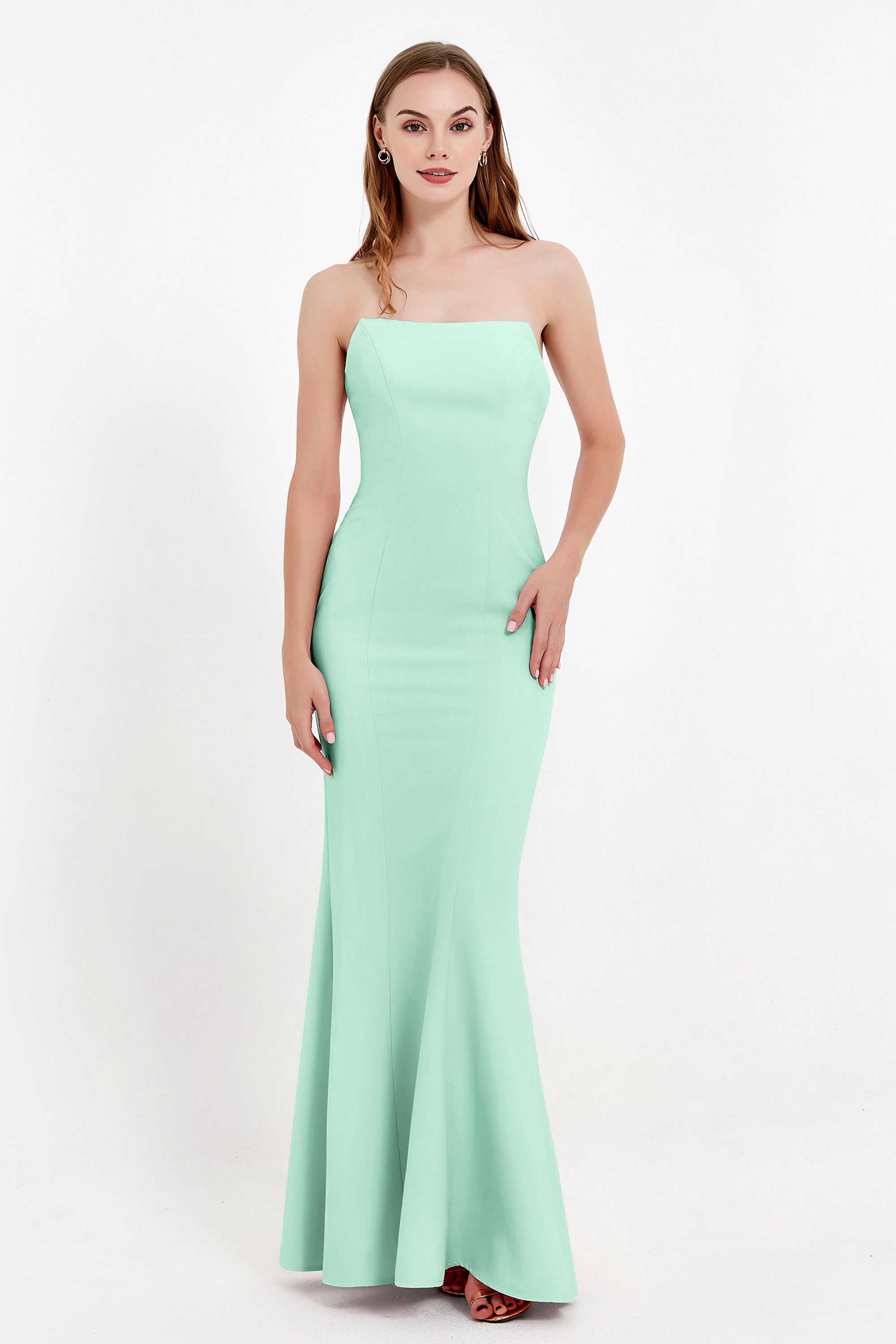 Mermaid Crepe Straight Across Formal Evening Dresses Long Prom Party Bridesmaid Dress Gowns