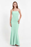 Mermaid Crepe Straight Across Formal Evening Dresses Long Prom Party Bridesmaid Dress Gowns