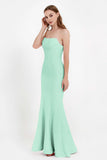 Mermaid Crepe Straight Across Formal Evening Dresses Long Prom Party Bridesmaid Dress Gowns