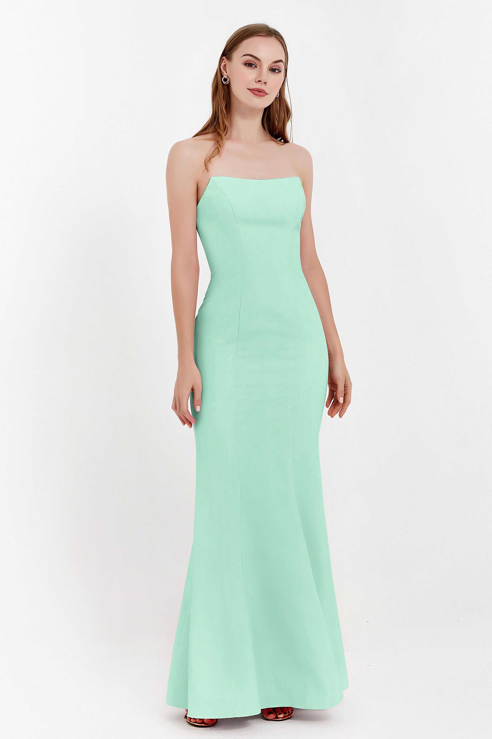 Mermaid Crepe Straight Across Formal Evening Dresses Long Prom Party Bridesmaid Dress Gowns