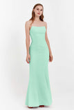 Mermaid Crepe Straight Across Formal Evening Dresses Long Prom Party Bridesmaid Dress Gowns