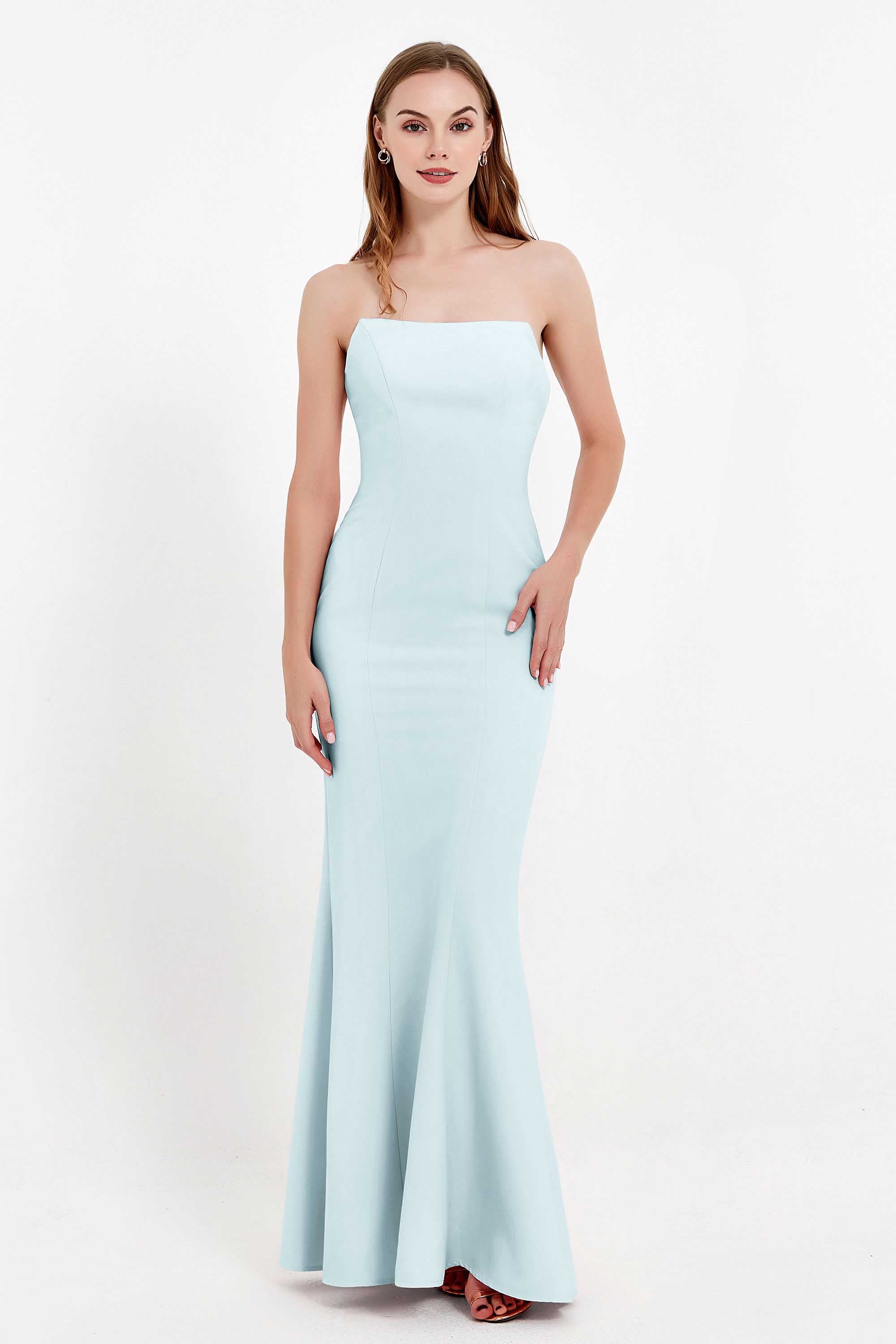 Mermaid Crepe Straight Across Formal Evening Dresses Long Prom Party Bridesmaid Dress Gowns