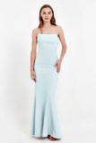 Mermaid Crepe Straight Across Formal Evening Dresses Long Prom Party Bridesmaid Dress Gowns
