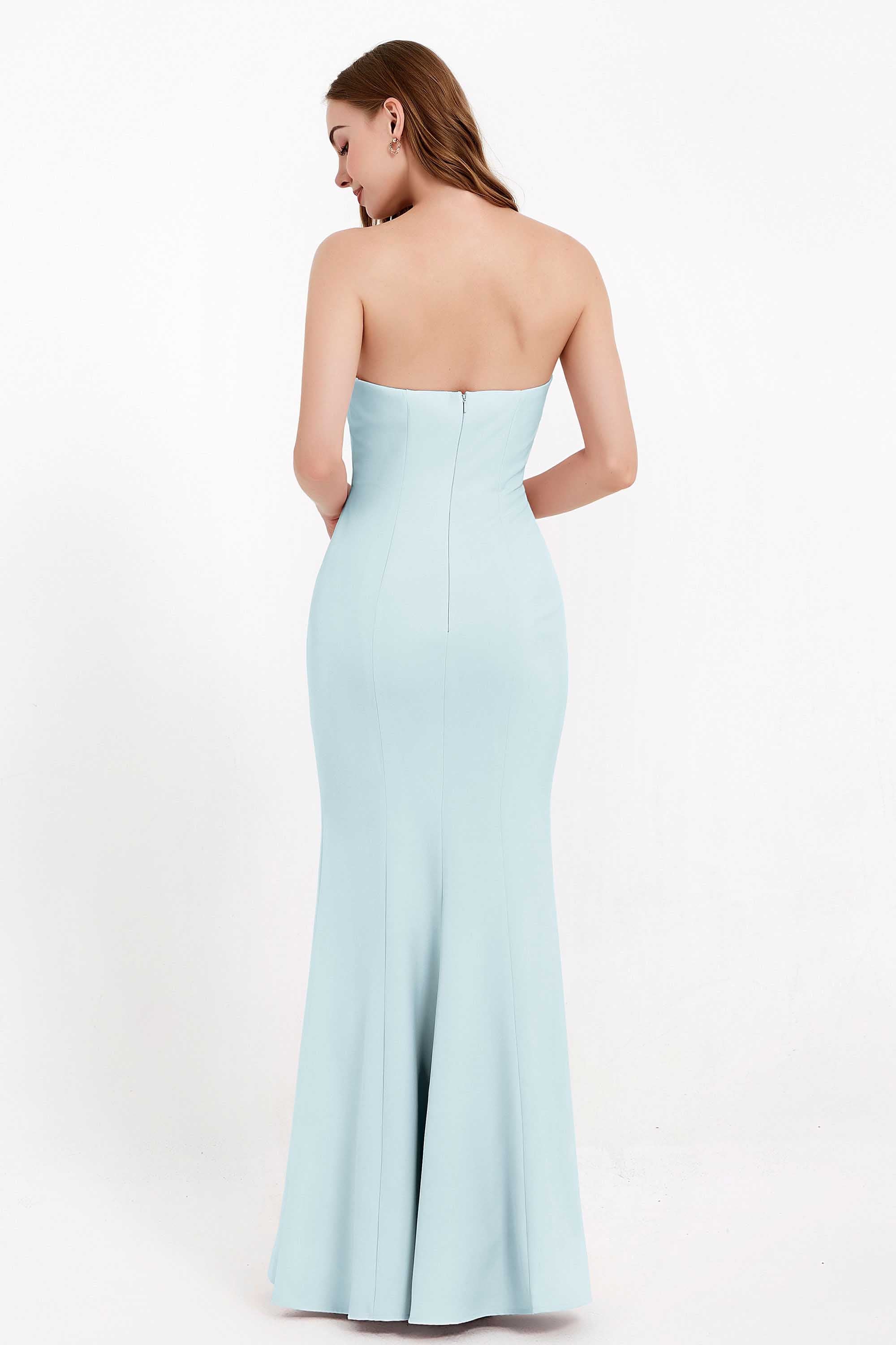 Mermaid Crepe Straight Across Formal Evening Dresses Long Prom Party Bridesmaid Dress Gowns