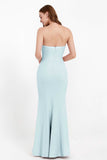 Mermaid Crepe Straight Across Formal Evening Dresses Long Prom Party Bridesmaid Dress Gowns