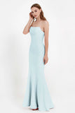Mermaid Crepe Straight Across Formal Evening Dresses Long Prom Party Bridesmaid Dress Gowns