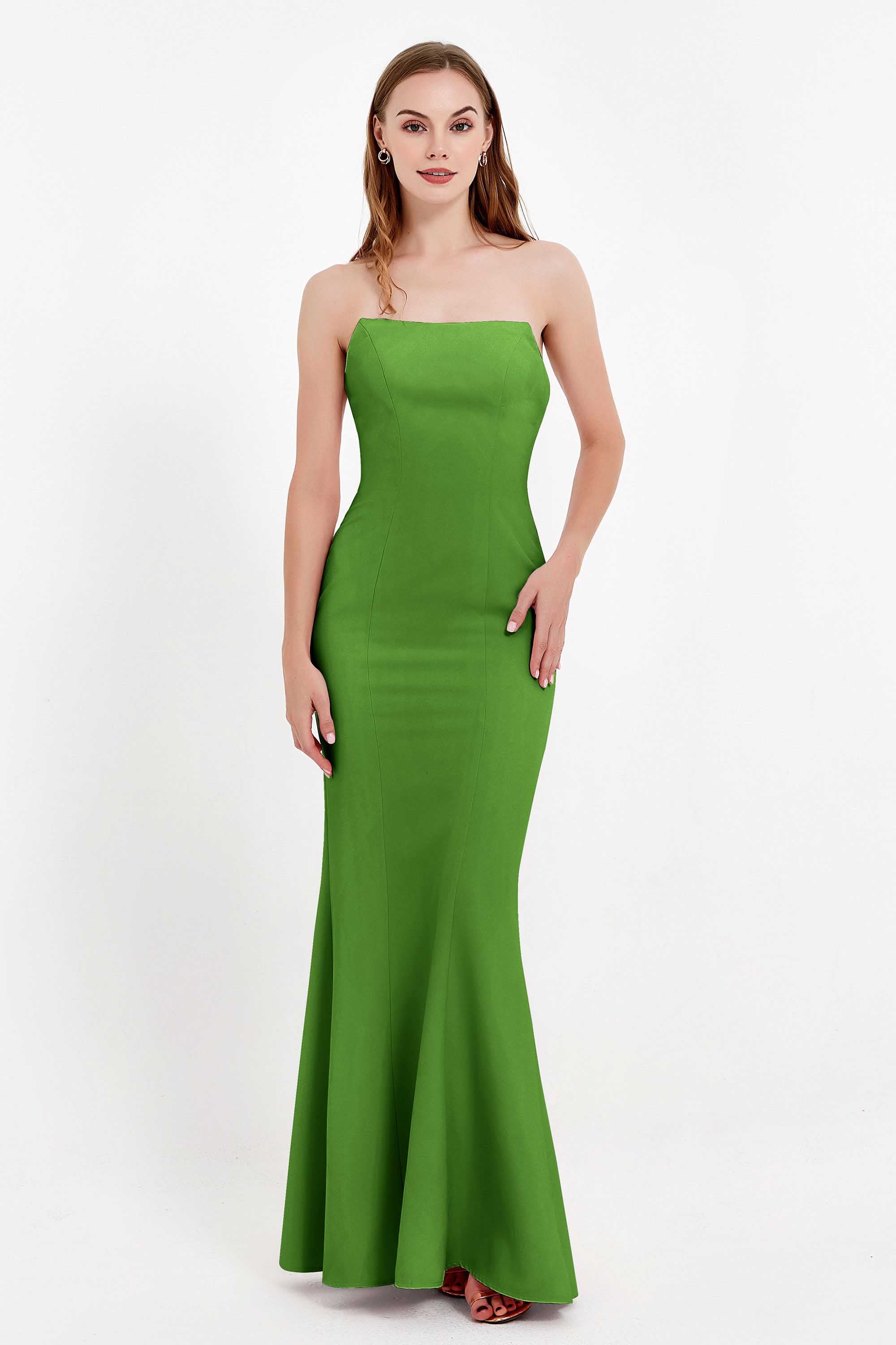 Mermaid Crepe Straight Across Formal Evening Dresses Long Prom Party Bridesmaid Dress Gowns