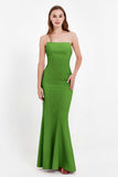 Mermaid Crepe Straight Across Formal Evening Dresses Long Prom Party Bridesmaid Dress Gowns