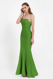 Mermaid Crepe Straight Across Formal Evening Dresses Long Prom Party Bridesmaid Dress Gowns