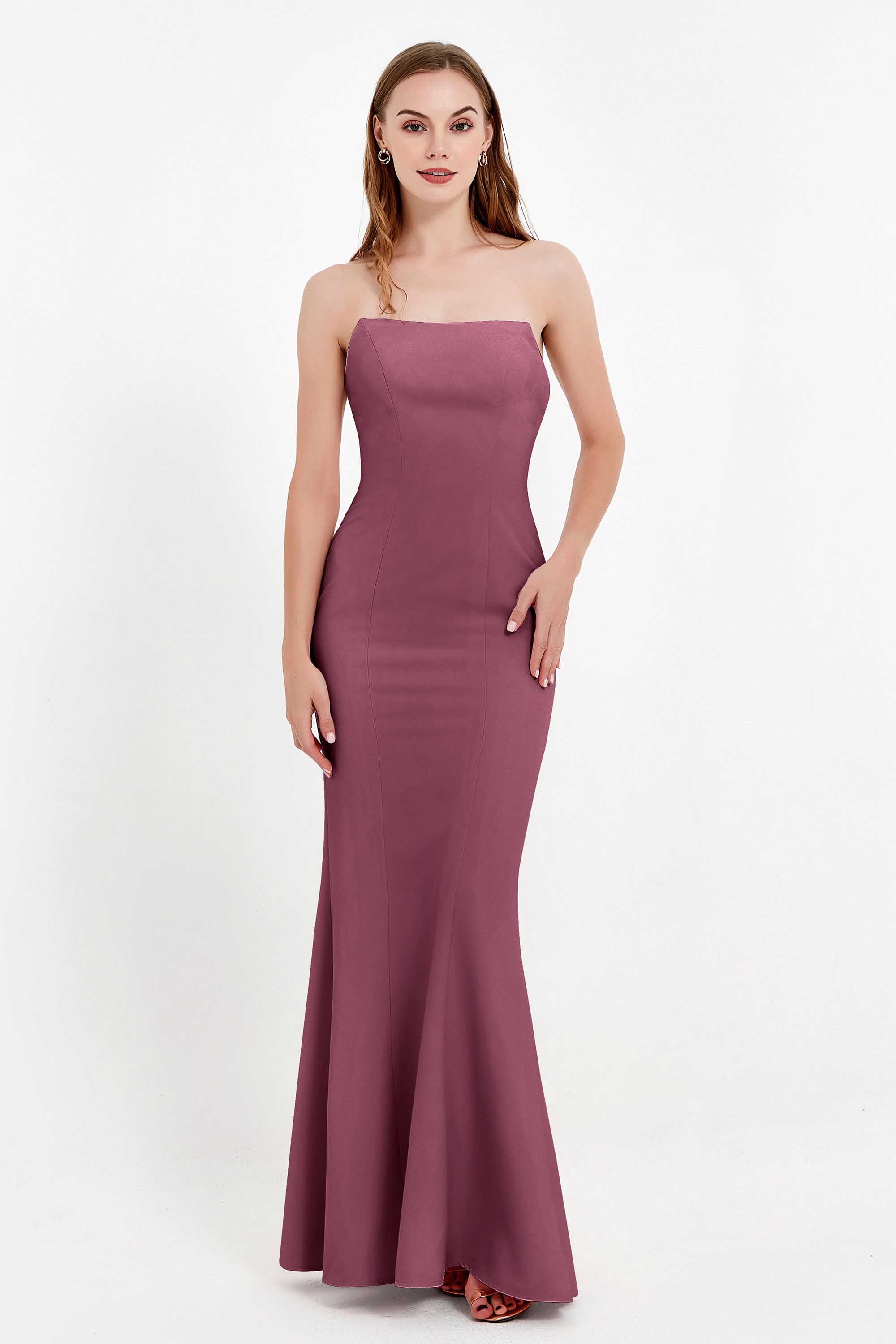 Mermaid Crepe Straight Across Formal Evening Dresses Long Prom Party Bridesmaid Dress Gowns