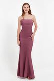 Mermaid Crepe Straight Across Formal Evening Dresses Long Prom Party Bridesmaid Dress Gowns