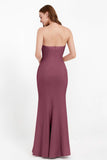 Mermaid Crepe Straight Across Formal Evening Dresses Long Prom Party Bridesmaid Dress Gowns