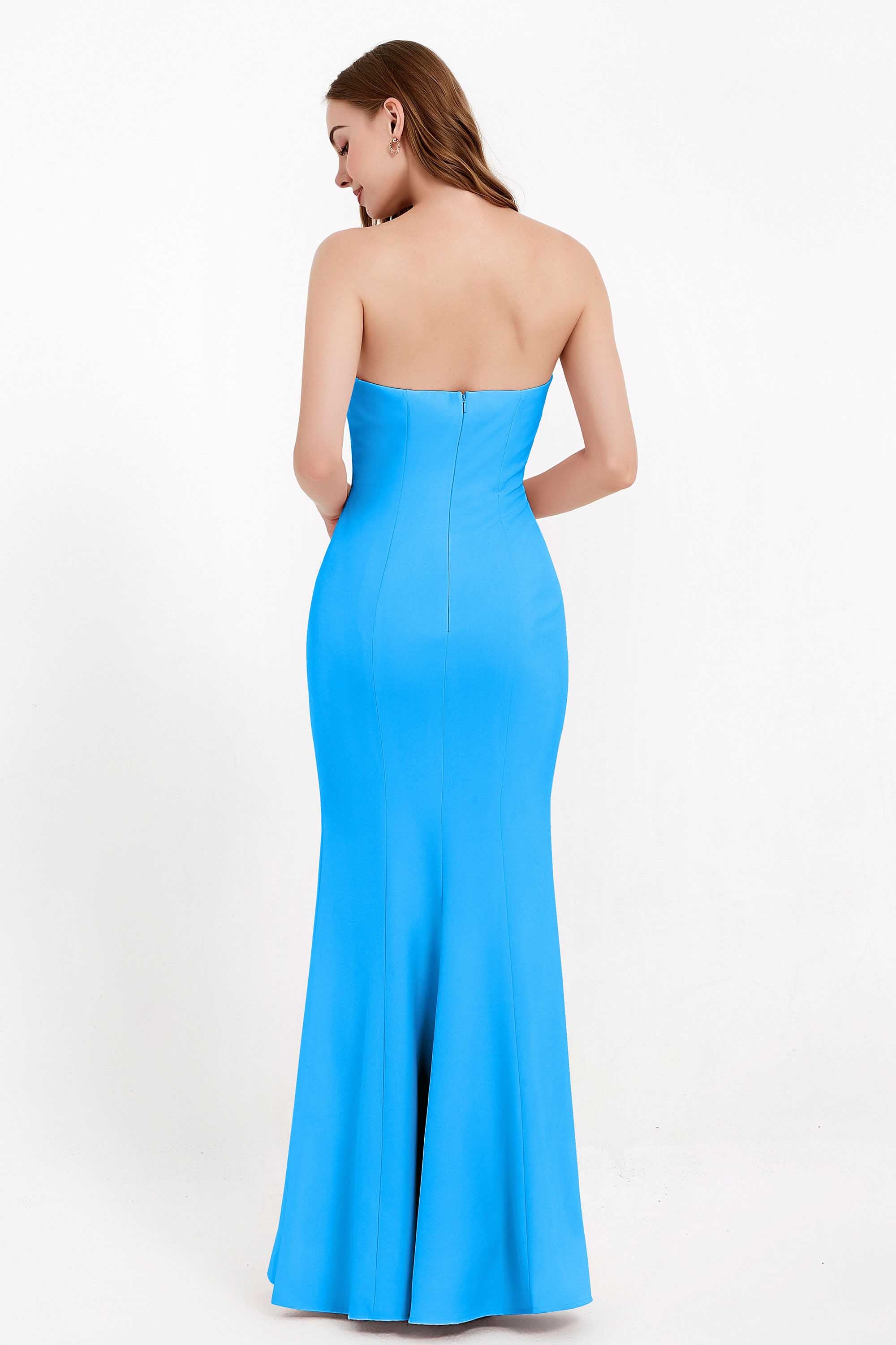 Mermaid Crepe Straight Across Formal Evening Dresses Long Prom Party Bridesmaid Dress Gowns