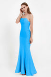 Mermaid Crepe Straight Across Formal Evening Dresses Long Prom Party Bridesmaid Dress Gowns