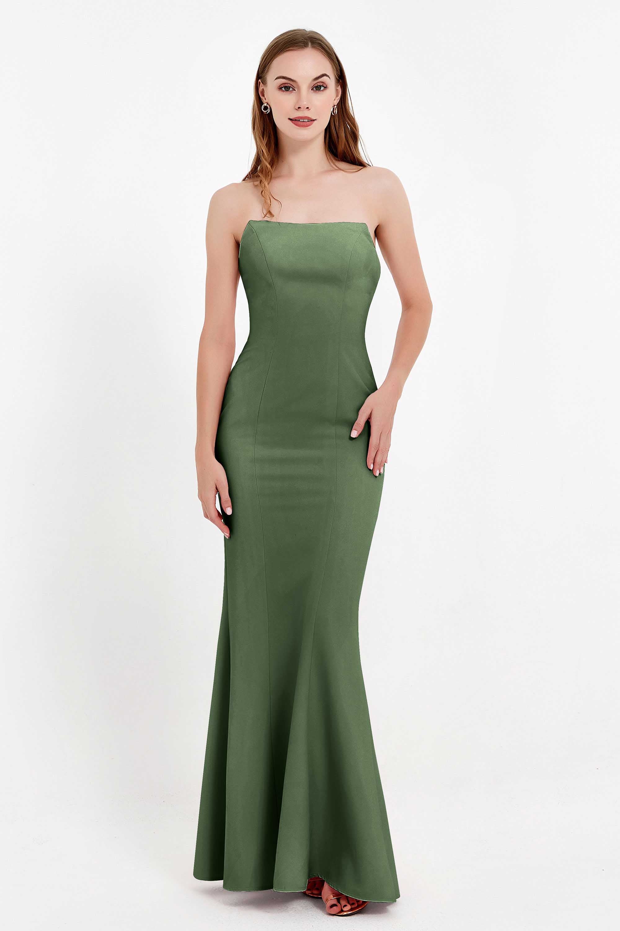 Mermaid Crepe Straight Across Formal Evening Dresses Long Prom Party Bridesmaid Dress Gowns