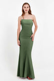 Mermaid Crepe Straight Across Formal Evening Dresses Long Prom Party Bridesmaid Dress Gowns