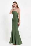 Mermaid Crepe Straight Across Formal Evening Dresses Long Prom Party Bridesmaid Dress Gowns