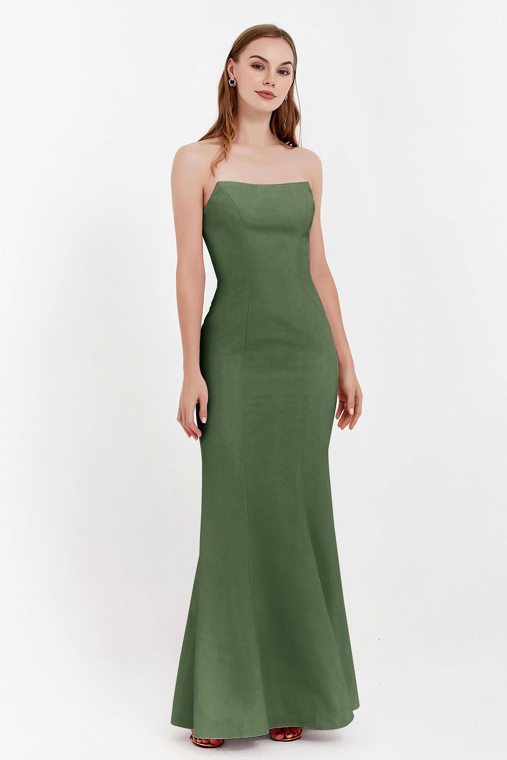 Mermaid Crepe Straight Across Formal Evening Dresses Long Prom Party Bridesmaid Dress Gowns