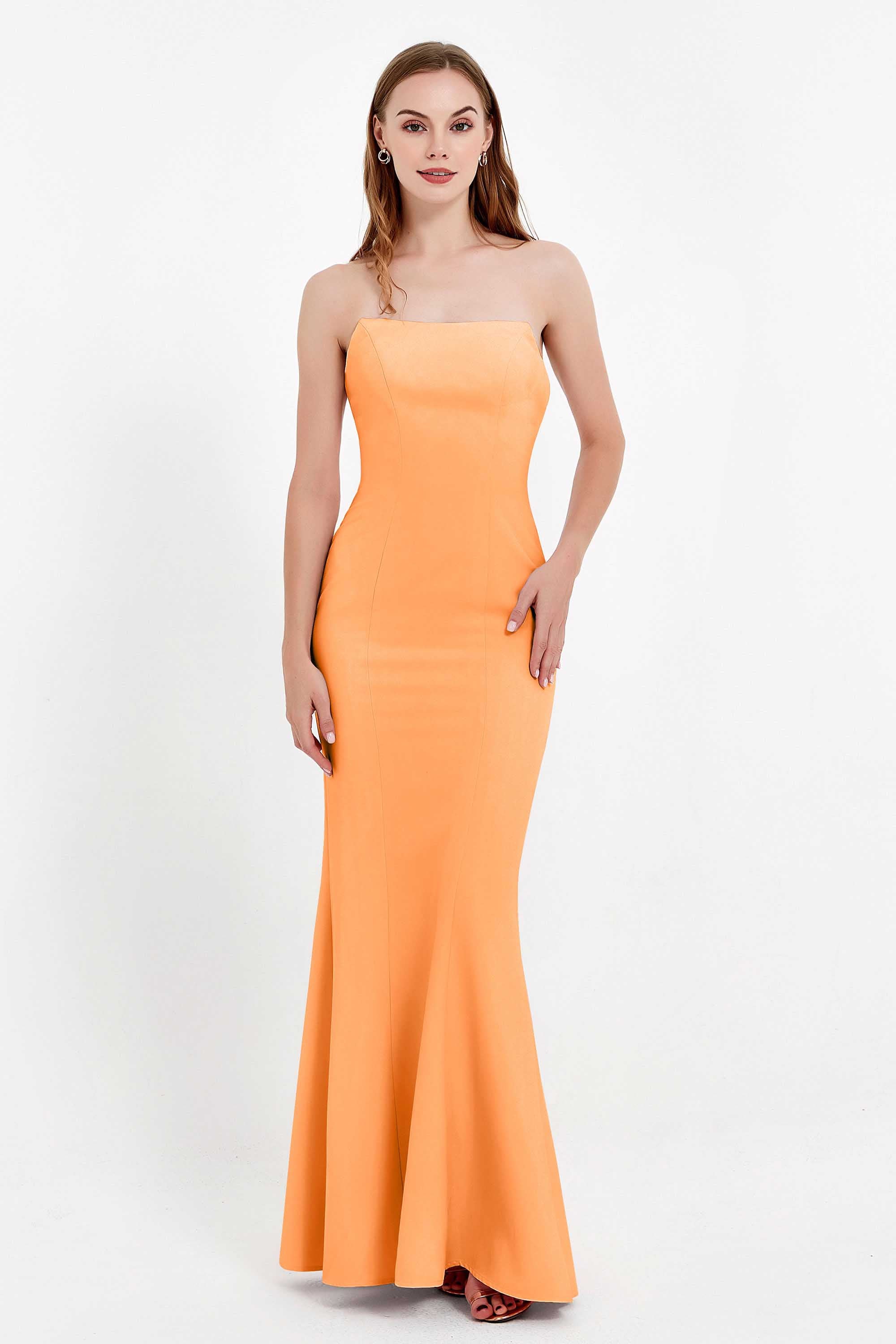 Mermaid Crepe Straight Across Formal Evening Dresses Long Prom Party Bridesmaid Dress Gowns