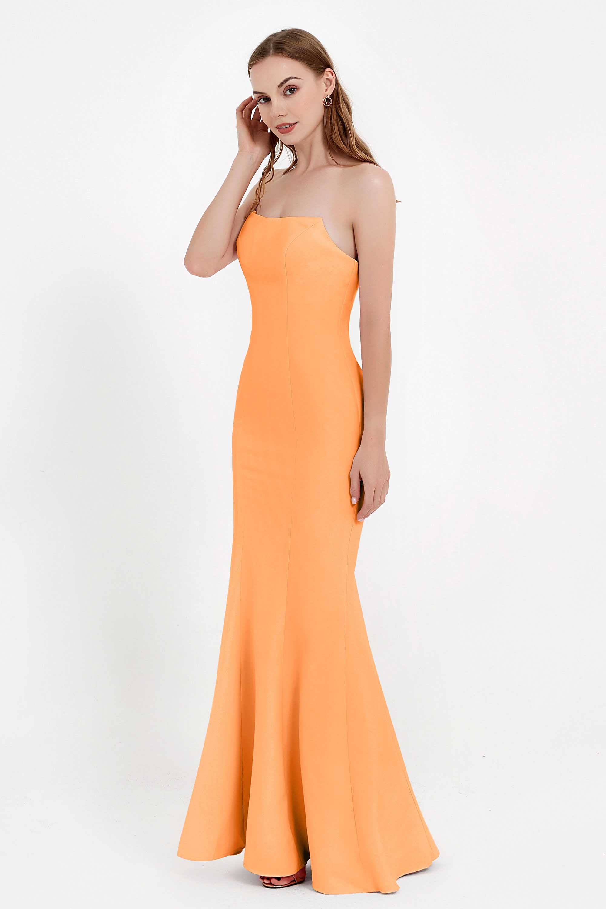 Mermaid Crepe Straight Across Formal Evening Dresses Long Prom Party Bridesmaid Dress Gowns
