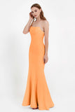 Mermaid Crepe Straight Across Formal Evening Dresses Long Prom Party Bridesmaid Dress Gowns